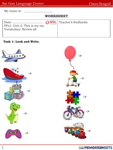 FFs1: Unit 2: This is my toy