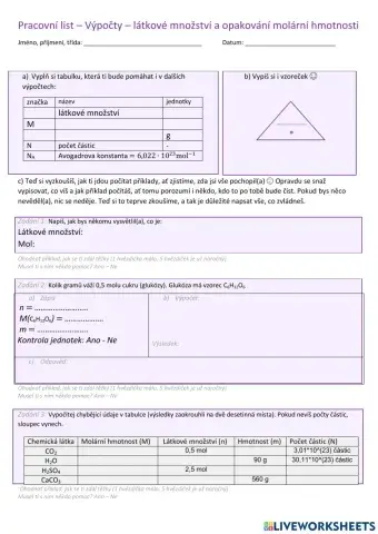 Chemické výpočty - látkové množství