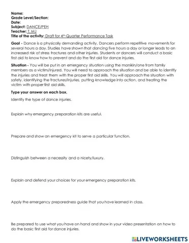 Draft for 4th Quarter Performance Task