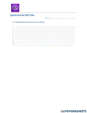 Egzam Nivo SIVIV Tande