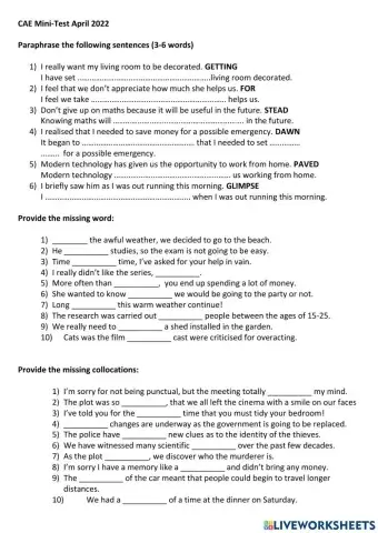 CAE Mini-Test April 2022