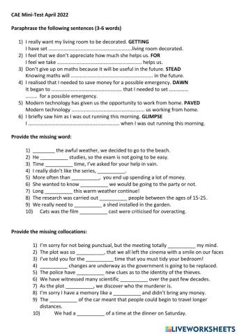 CAE Mini-Test April 2022