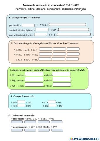 Numerele naturale până la 1000