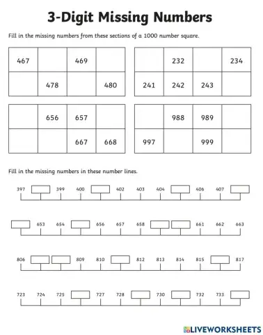 3- Digit Missing Numbers