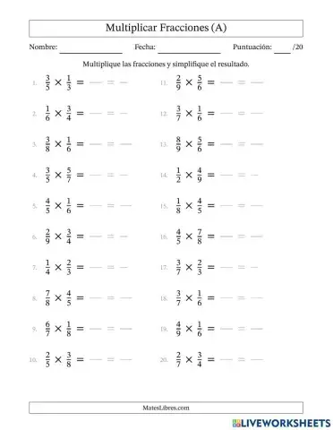 Multiplicar fracciones