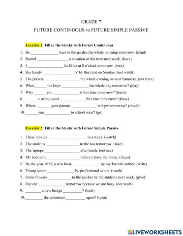 Future Continuous and Future Simple Passive