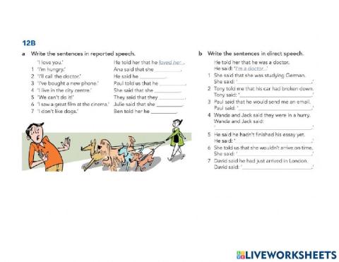 Reported Speech exercises