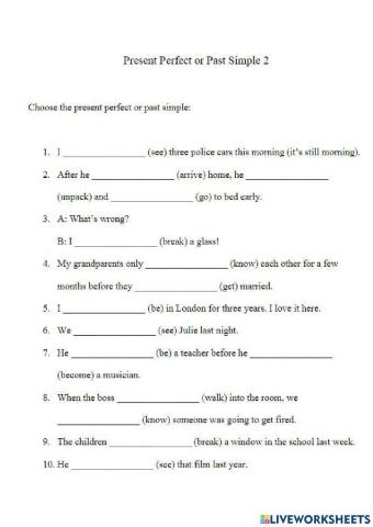 PAST SIMPLE AND PRESET SIMPLE CONSTRACT