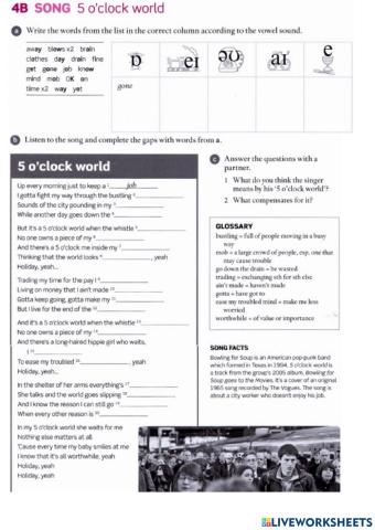 Five o'clock world bowling for soup