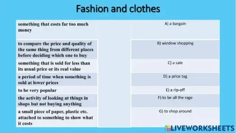 Fashion and clothes ЕГЭ английский