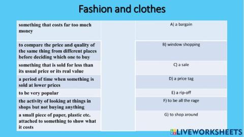 Fashion and clothes ЕГЭ английский