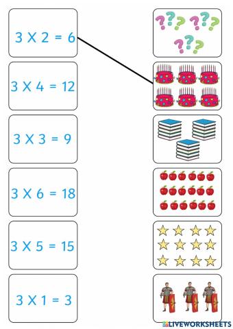 3 Times Table Matching