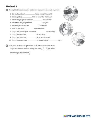 Prepositions - Student A