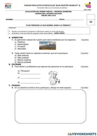 Evaluación de Estudios Sociales 3ro-2Q