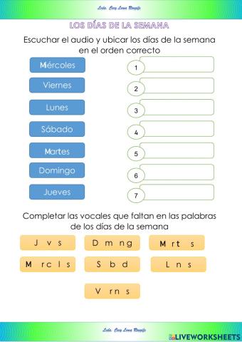 Los dias de la semana