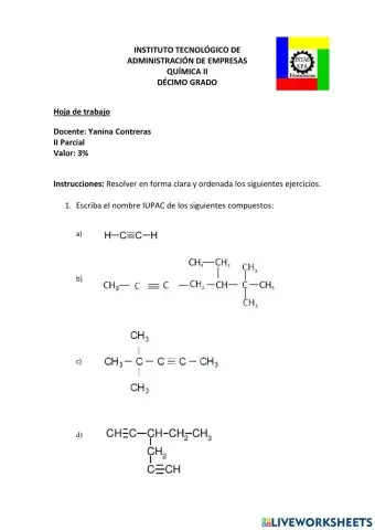 Nomenclatura de Alquinos