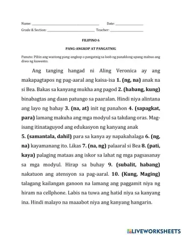 Pang-angkop at Pangatnig