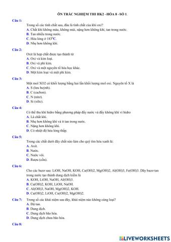 Ôn thi hk2 hóa 8