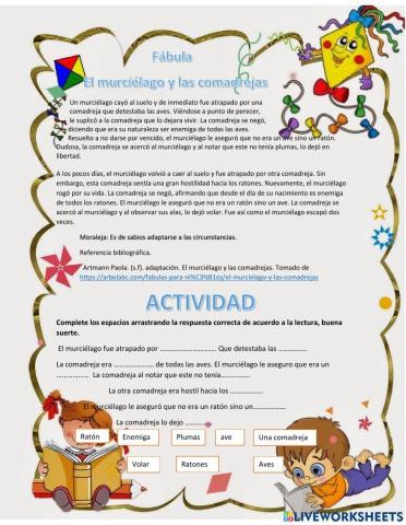 Lectura El murciélago y las comadrejas