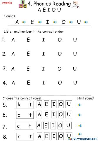 A E I O U - Vowell sounds