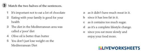 Match the two halves of sentences: