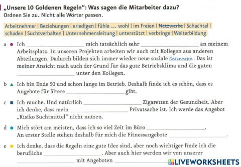 B 1.1. Lektion 9: Wortschatz der Lektion