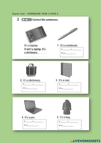 English year 5 starter unit workbook page 6 & 7