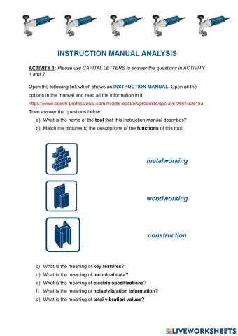 Instruction manual activities 1 & 2