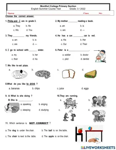 P3 summer course test