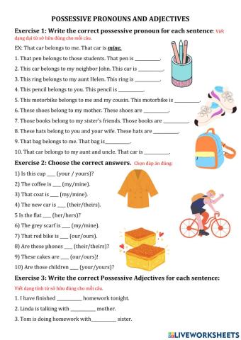 Possessive pronouns and adjectives