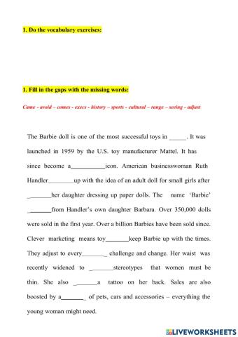 Barbie doll - reading B1