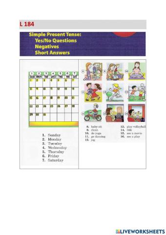 L184 Does he cook Greek food on Tuesday?