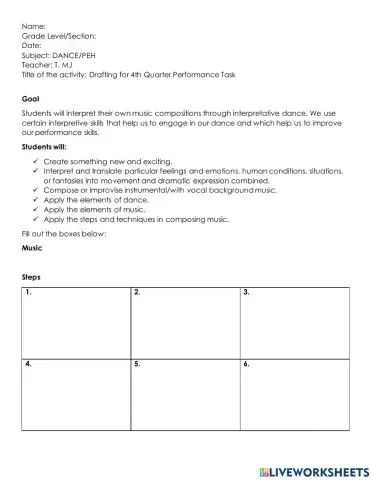 Draft for Interpretative Dance PT