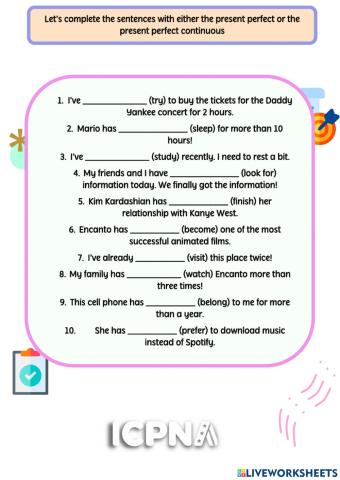 Present Perfect vs. Present Perfect Cotinuous