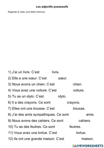 Adjectifs possessifs