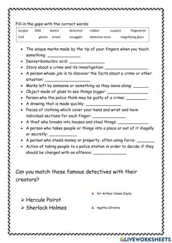 Crime and detective vocabulary