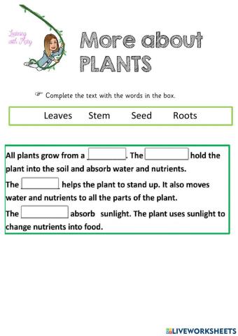 Plants reading and fill in the gaps