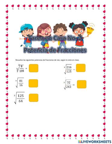 Potencia de fracciones de raíz