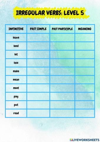 Level 5 - Irregular Verbs