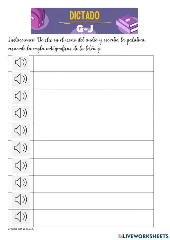 Dictado palabras con g-j