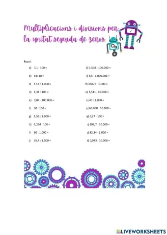 Multiplicacions i divisions per potències de 10