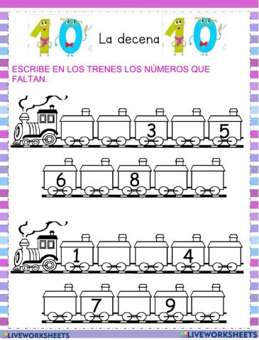 Secuencia numérica hasta 10