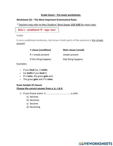 Zero conditional   ( Z-21-22)