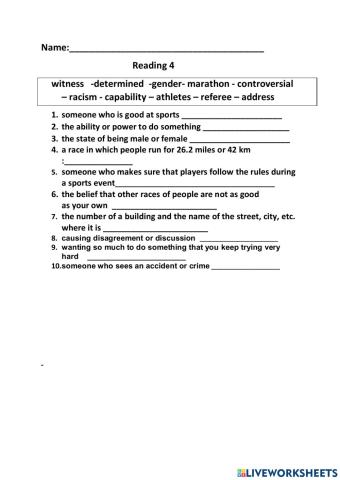 Vocabulary reading 4