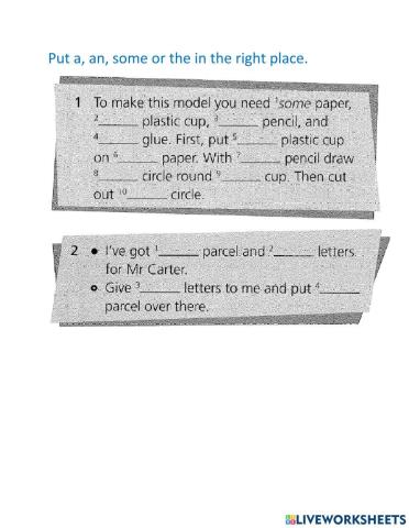 Articles a, an, the and some