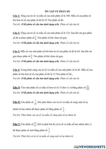 Giải toán về phân số