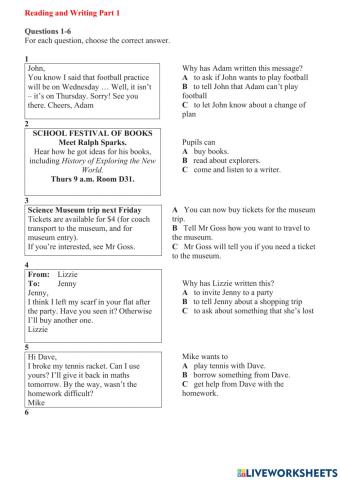 Ket 3 reading & writing