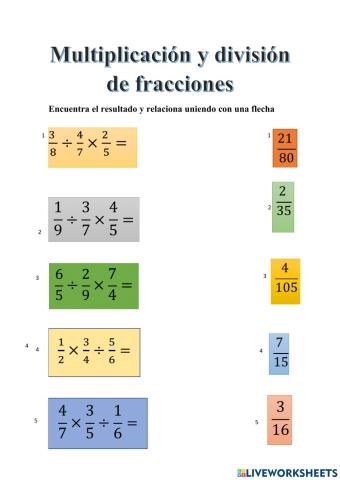 Multiplicacion y division de fracciones