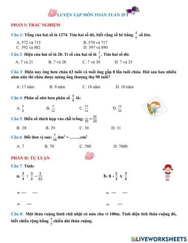 Luyện tập toán tuần 29
