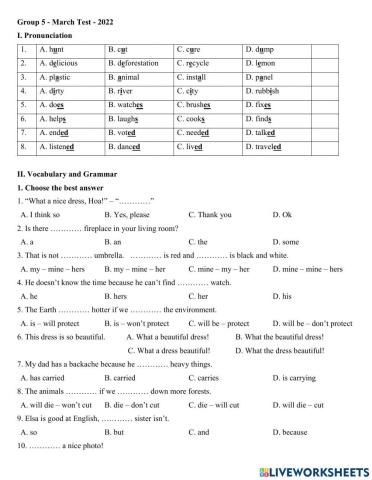 Group 5 - March test - 2022